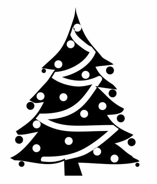511x600 Black And White Christmas Tree Clipart Merry Christmas And Happy
