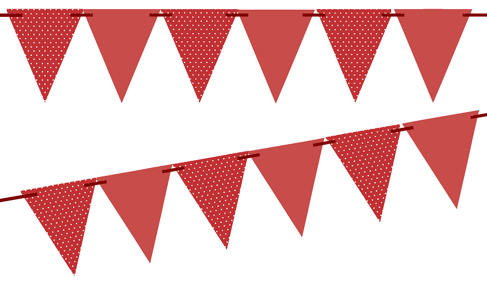 955x567 Red Polka Dot Red Solid 10ft Vintage Pennant Banner Paper