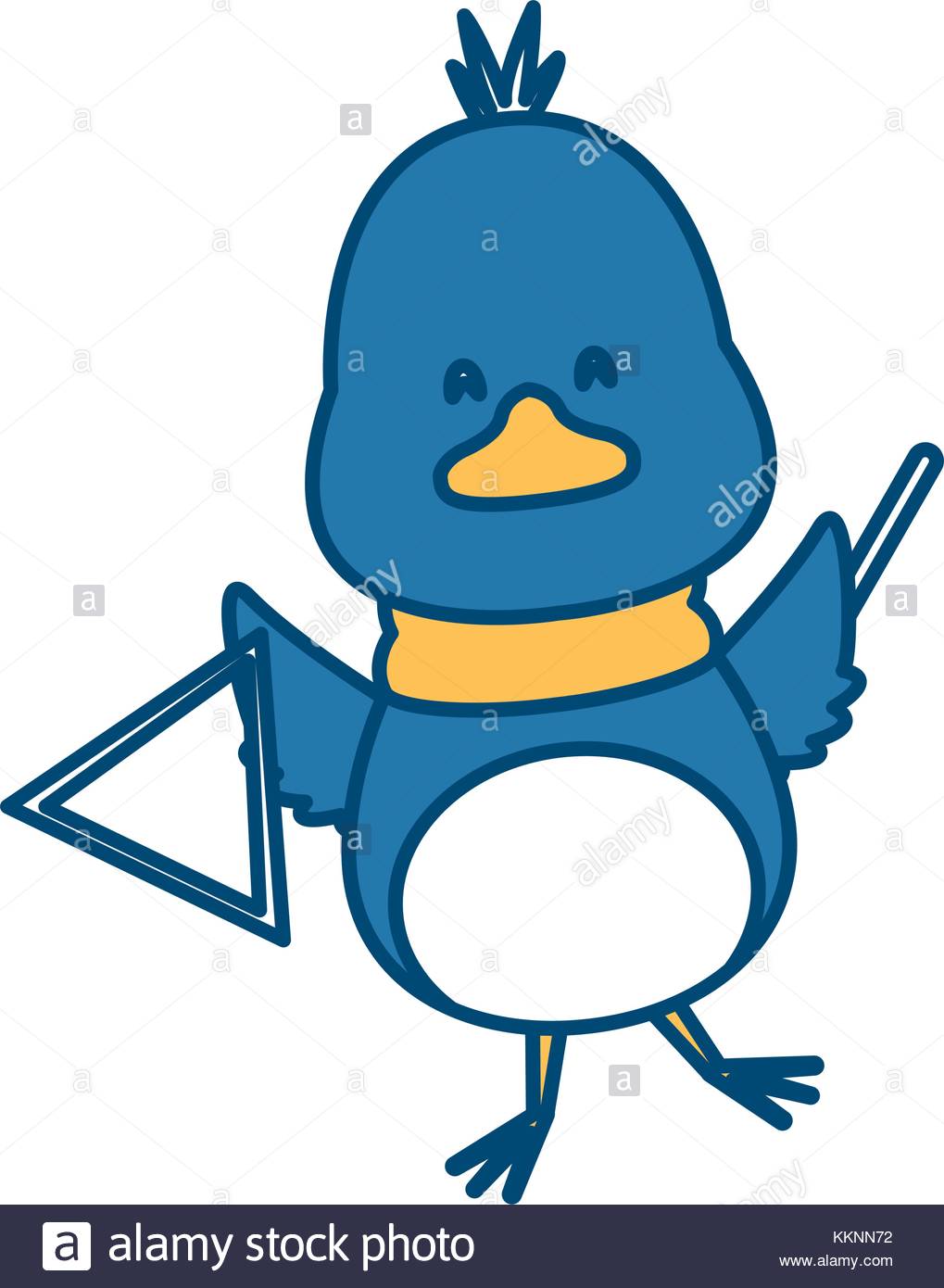 1019x1390 Cute Bird With Triangle Music Instrument Stock Vector Art