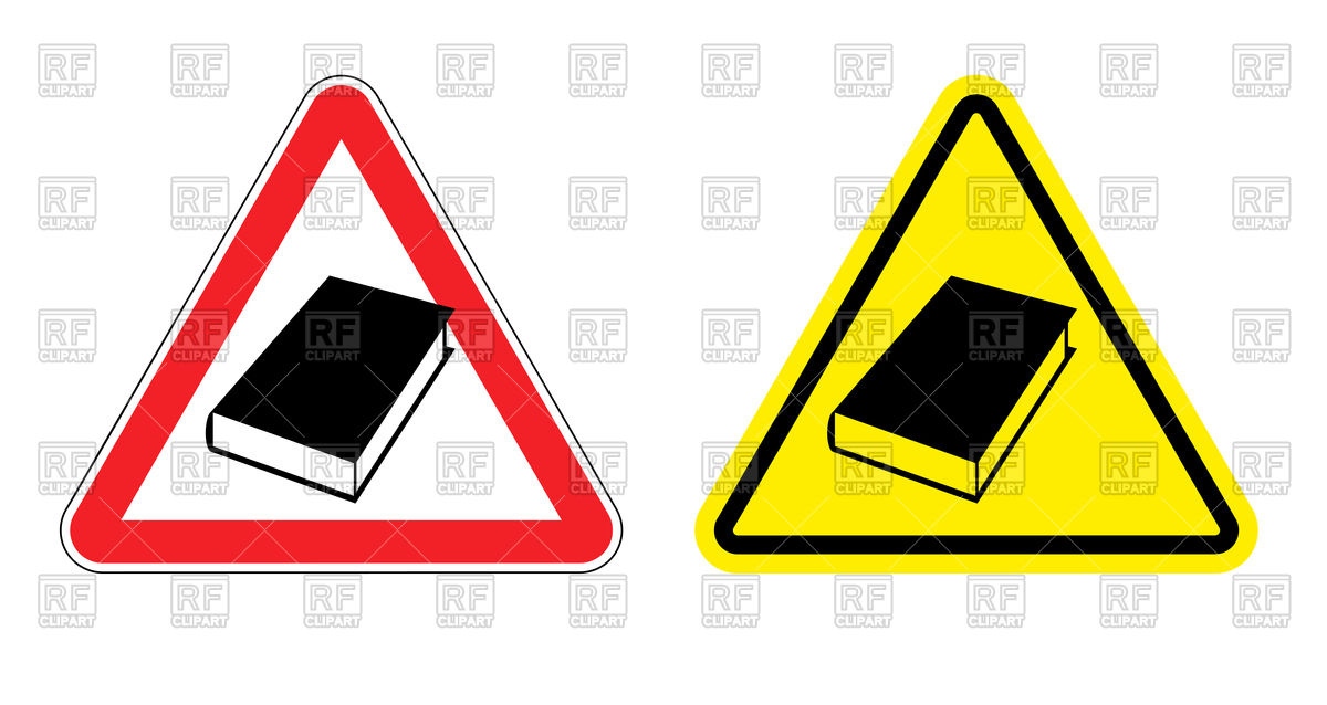 1200x638 Triangular Attention Sign With Book Royalty Free Vector Clip Art