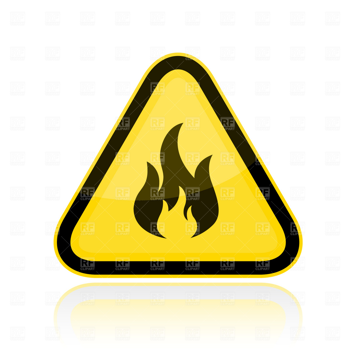 1200x1200 Yellow Triangular Flammable Warning Sign Royalty Free Vector Clip
