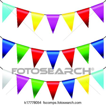 450x446 Clipart Of Multi Colored Triangular Flags Vector K17778054