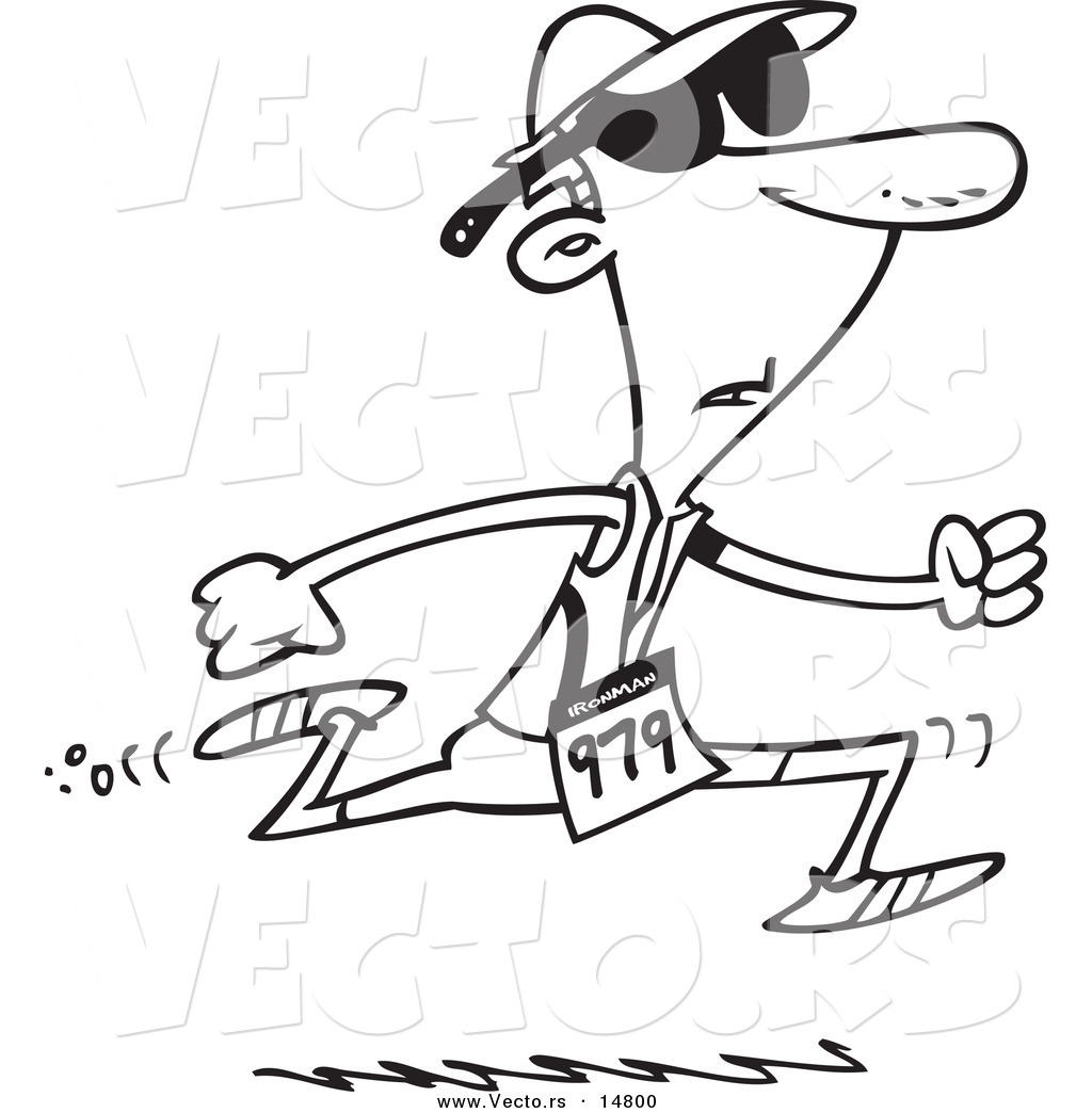 1024x1044 Vector Of A Cartoon Man Running In A Triathlon