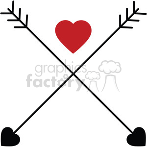 300x300 Royalty Free Two Arrows Crossed With Heart 394859 Vector Clip Art