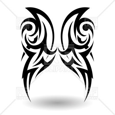 400x400 Hand Drawn Wings Tribal Tattoo Royalty Free Vector Clip Art Image