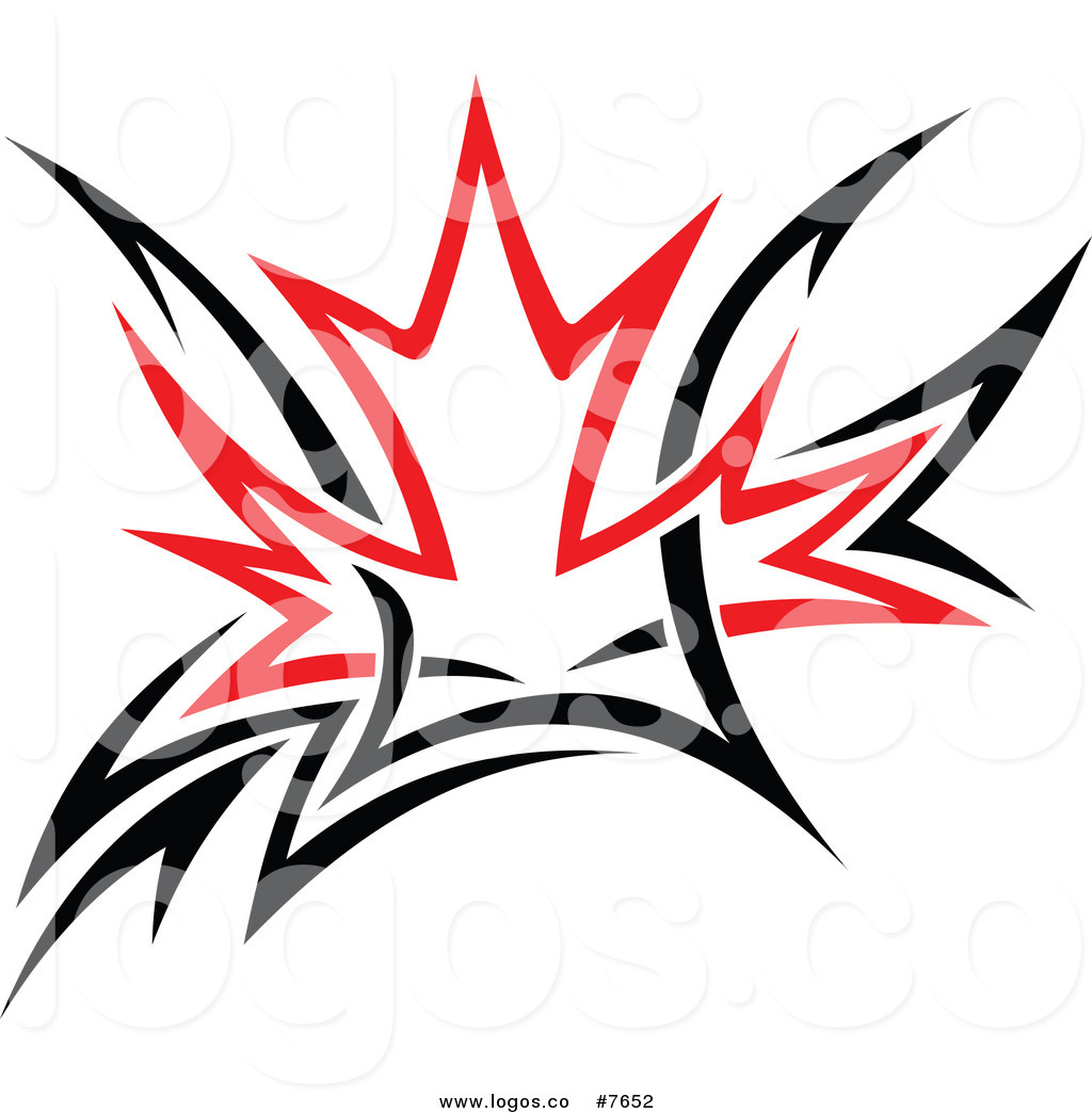 1024x1044 Royalty Free Clip Art Vector Logo Of A Black And Red Tribal Maple