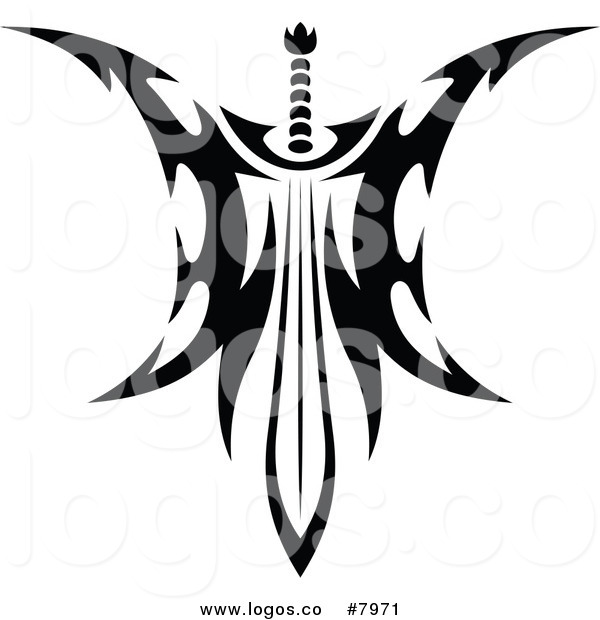 600x620 Royalty Free Clip Art Vector Logo Of A Black And White Tribal