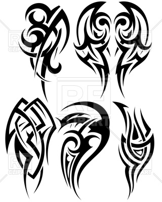 320x400 Set Of Tribal Tattoos Royalty Free Vector Clip Art Image