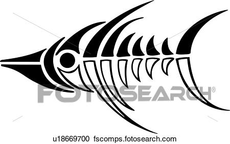 450x282 Clipart Of , Fish, Tattoo, Tribal, Vehicle Graphics, U18669700