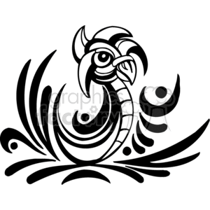 300x300 Royalty Free Black And White Tribal Art Of Roosting Bird 373091