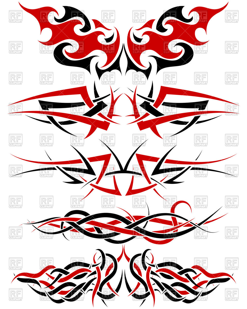 960x1200 Black, White And Red Patterns Of Tribal Tattoo Royalty Free Vector