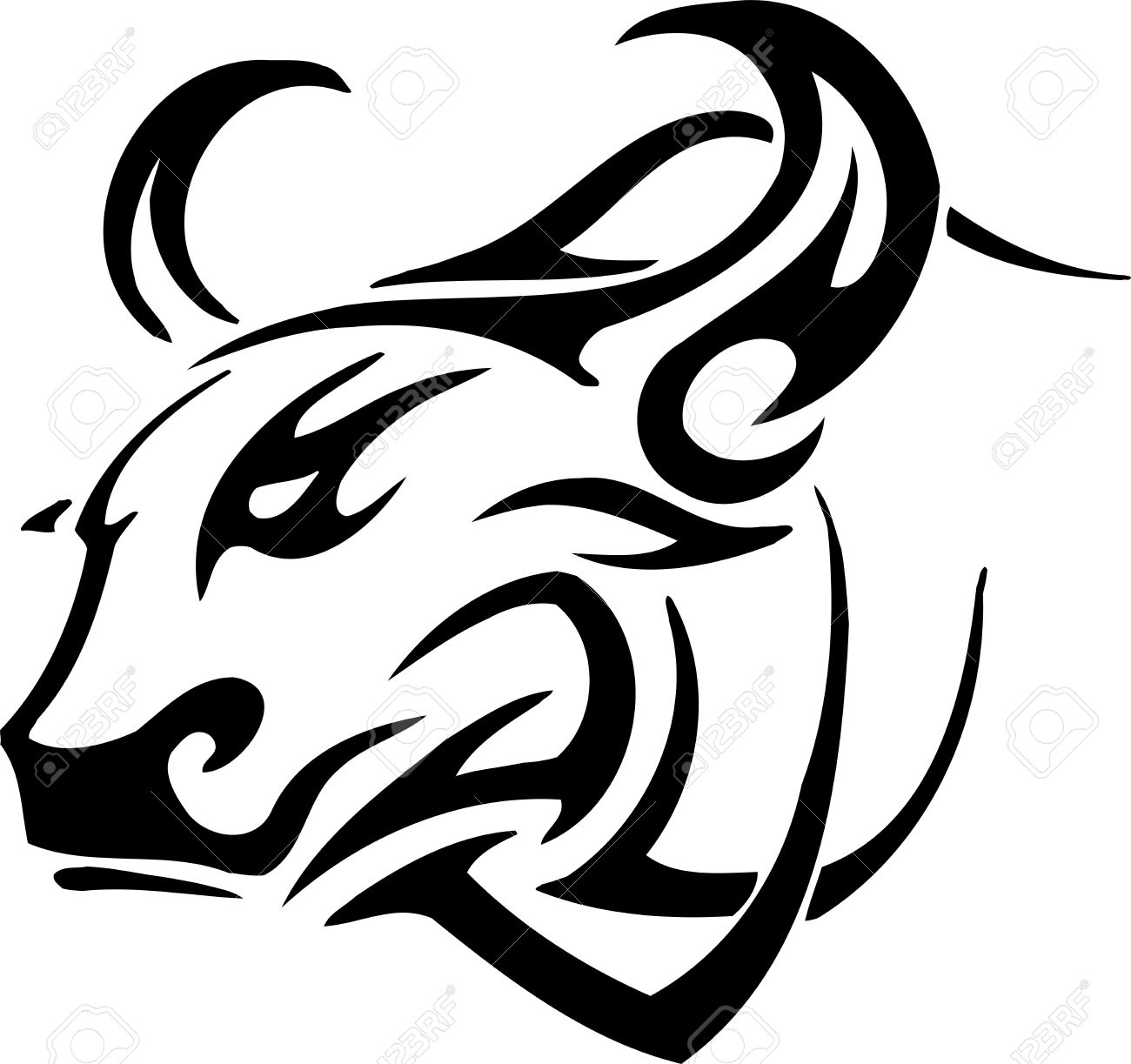 1300x1223 Bull Clipart Tribal