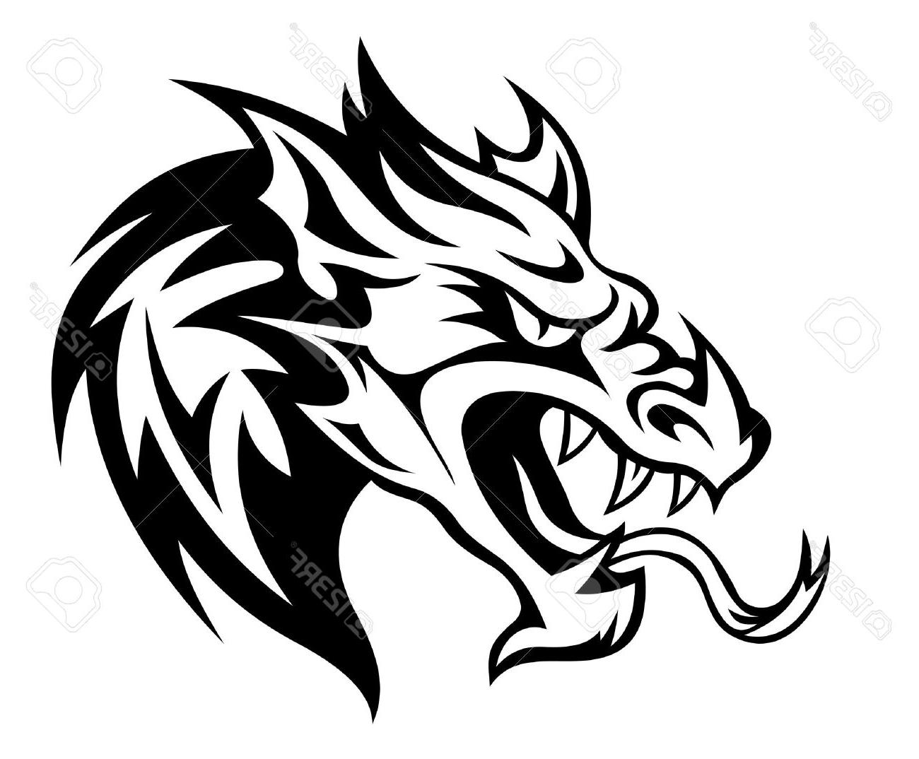 1300x1074 Best Free Danger Dragon Head For Tattoo Vector Illustration Stock