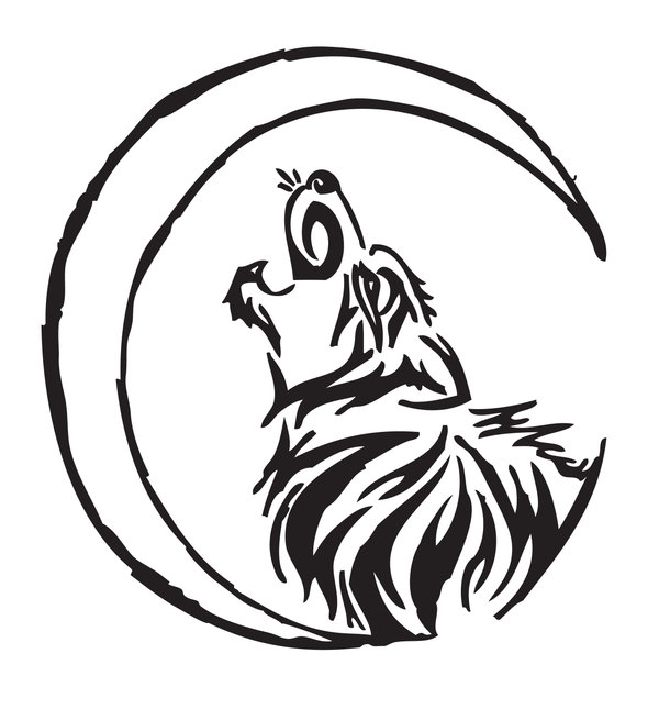 600x645 Drawn Howling Wolf Tribal Wolf