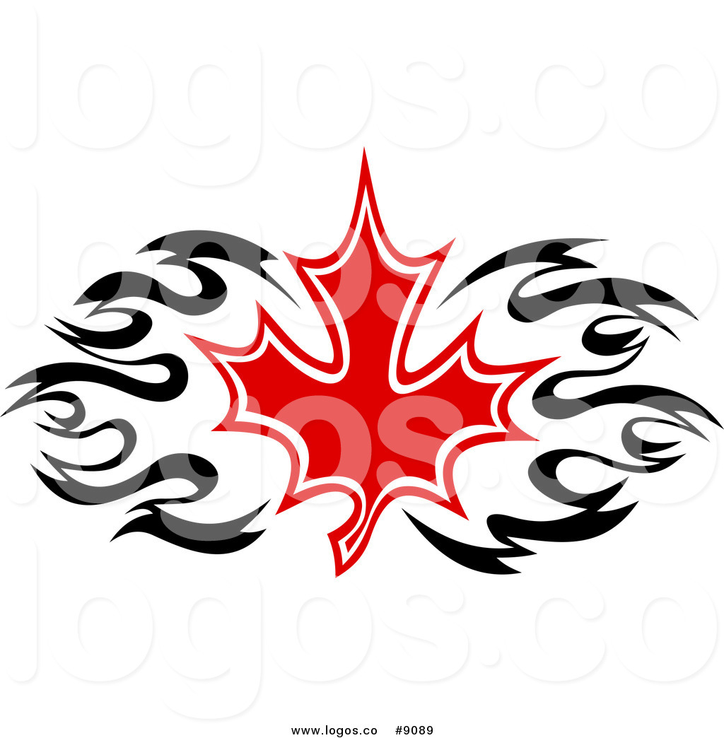 1024x1044 Royalty Free Clip Art Vector Logo Of A Black And Red Tribal Maple