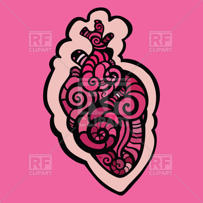 400x400 Decorative Heart Covered With Curly Tribal Pattern Royalty Free