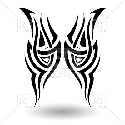 400x400 Hand Drawn Tribal Tattoo In Wings Shape Royalty Free Vector Clip