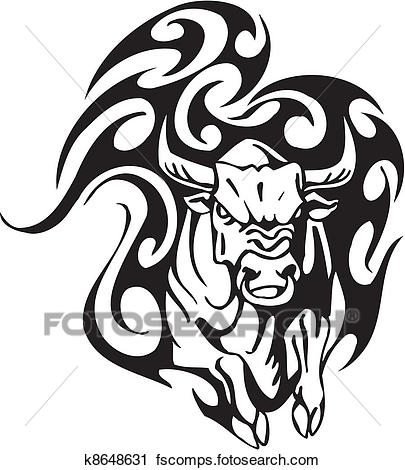 405x470 Clipart Of Bull In Tribal Style