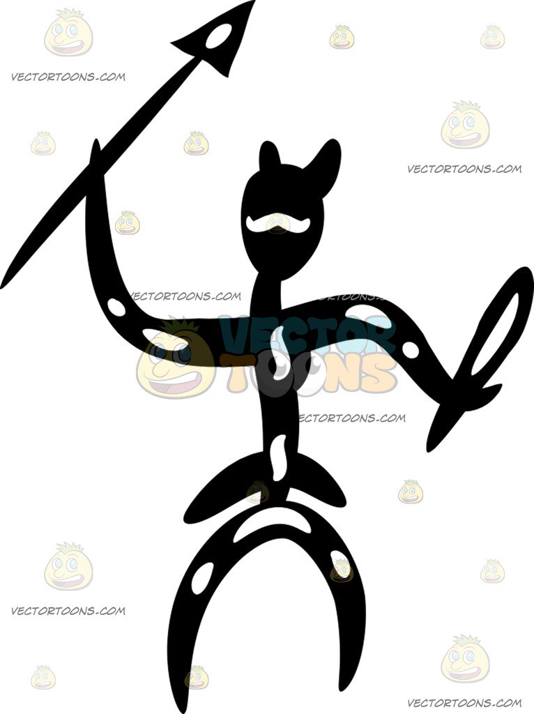 766x1024 Primitive Art Of A Tribal Warrior Cartoon Clipart