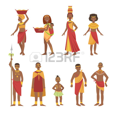 450x450 Vector Set Of Man And Woman In Tribes Clothes Royalty Free