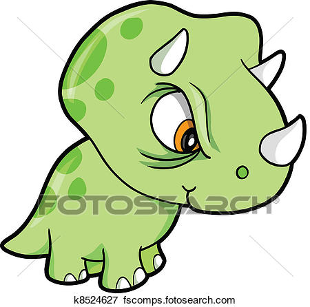450x446 Clip Art Of Mean Green Triceratops Dinosaur K8524627