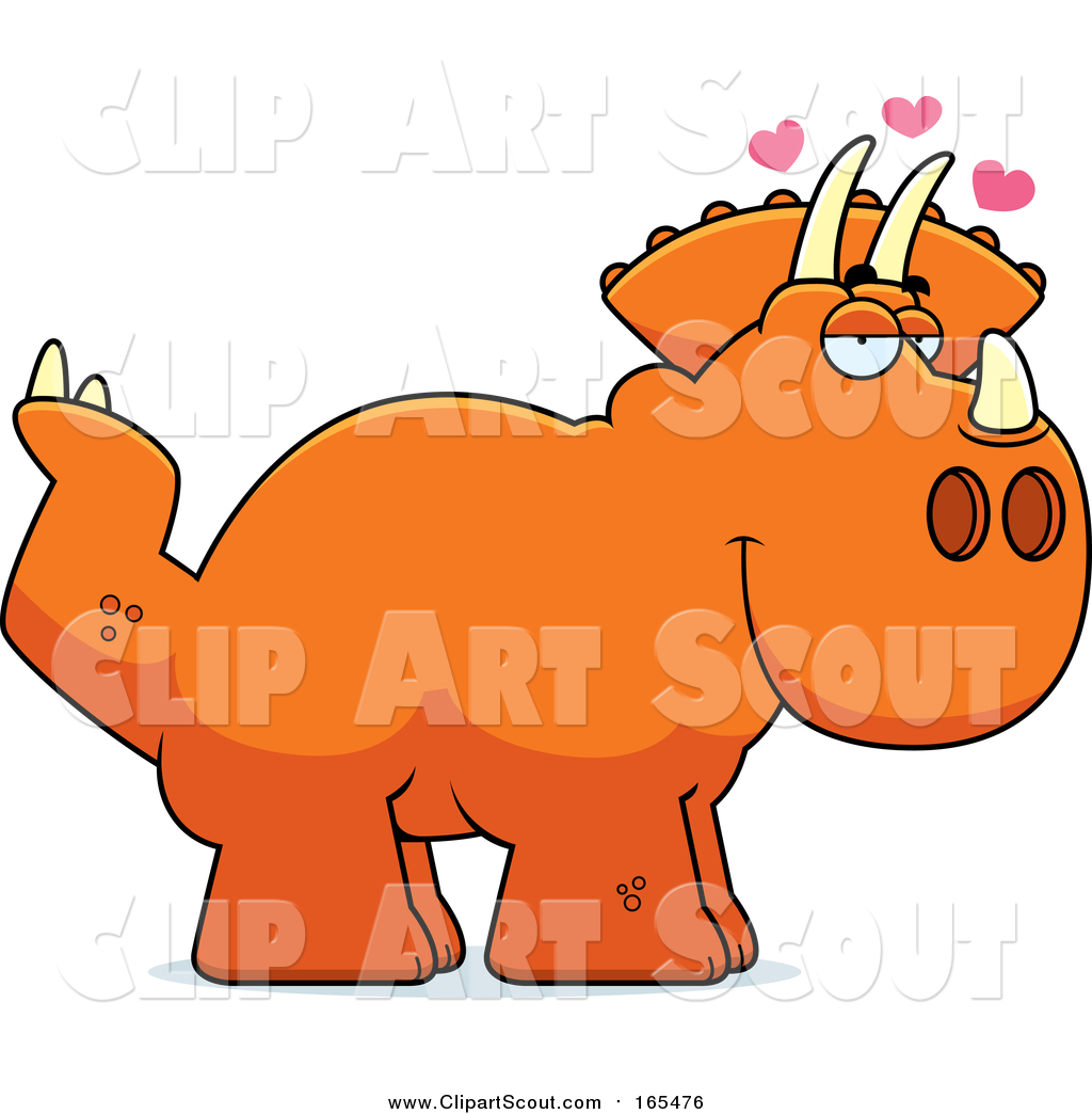 1024x1044 Clipart Of A Loving Orange Triceratops Dinosaur By Cory Thoman