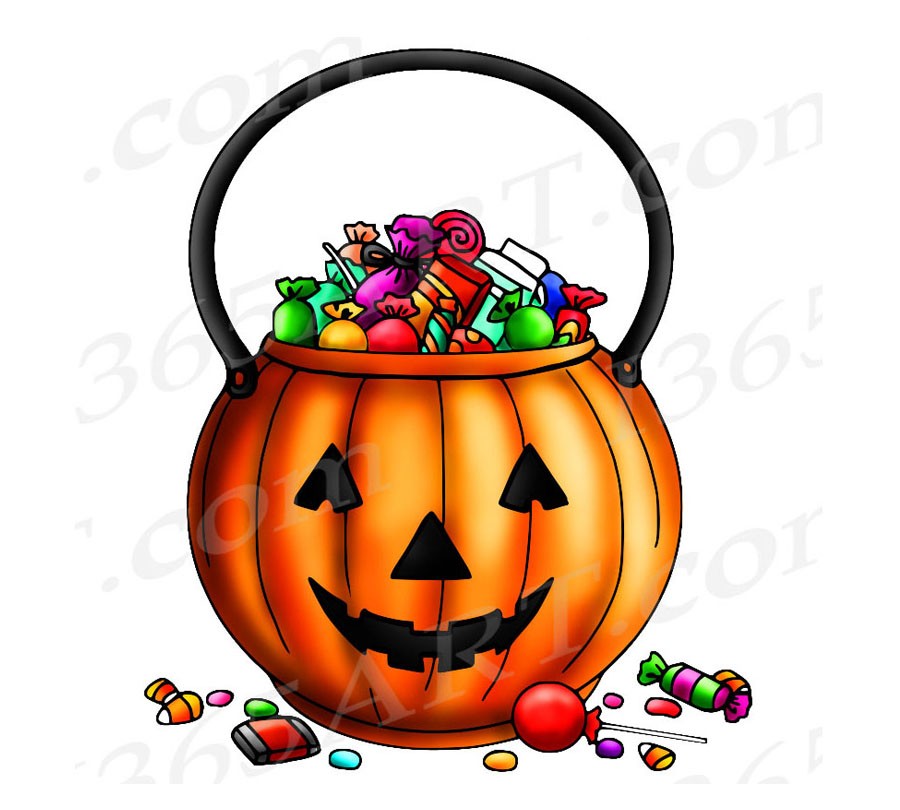 900x810 Halloween Trick Or Treat Bucket Digital Stamp, Coloring Page