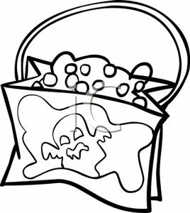 268x300 And White Cartoon Of A Trick Or Treat Bag Full Of Candy