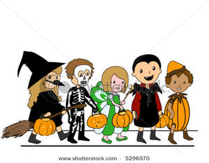 300x235 Art Image A Group Of Kids Out For Trick Or Treating