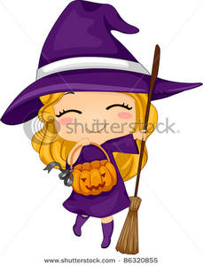 229x300 Art Image A Little Girl Trick Or Treating In A Witch Costume