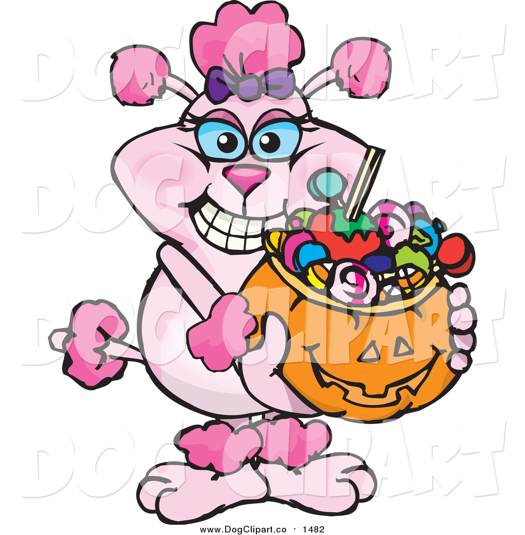 1024x1044 Vector Cartoon Clip Art Of A Pink Poodle Holding A Pumpkin Basket