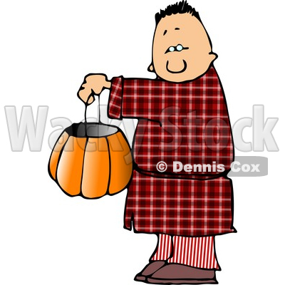 400x400 Wearing Halloween Pajamas Costume While Trick Or Treating Clipart