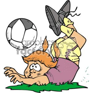 300x300 Girl Soccer Player Tripping Over The Ball. 169794 Vector Clip Art