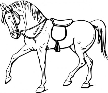 425x365 Walking Horse Outline, Clip Art