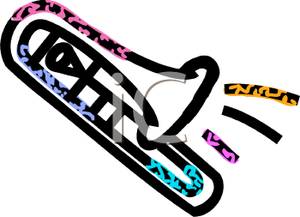 300x217 Black And Neon Trombone Clipart Picture