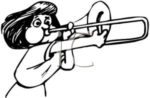 300x196 And White Woman Playing Trombone Clipart Image