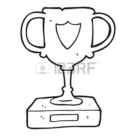 450x450 Freehand Drawn Black And White Cartoon Sports Trophy Royalty Free