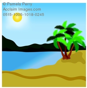 297x300 Clip Art Image Of A Lagoon On A Tropical Beach