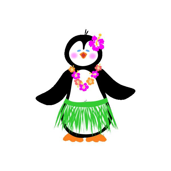600x600 Penguin Hula Girl Clipart