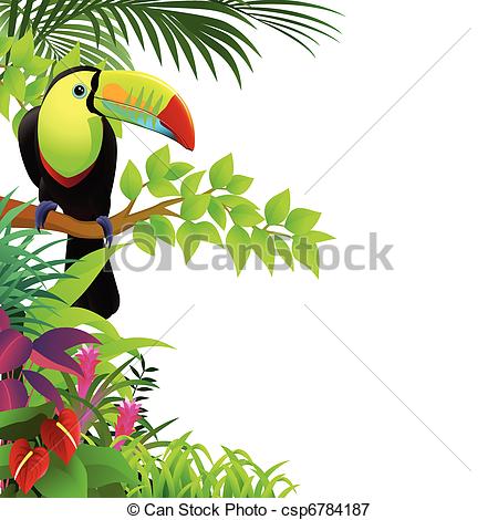 450x470 Tropical Parrot Border Clipart