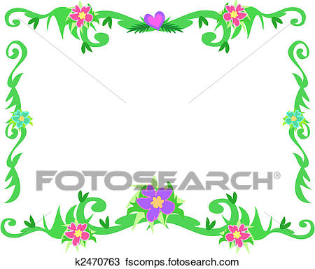 450x384 Clipart Of Frame Of Tropical Borders And Flowers K2470763