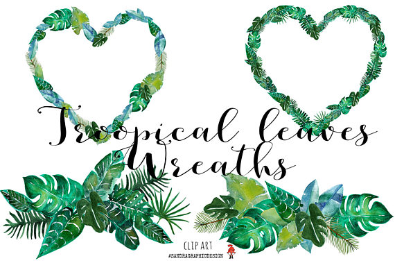 570x379 Tropical Clip Art Tropical Leaf Wreaths Clip Art
