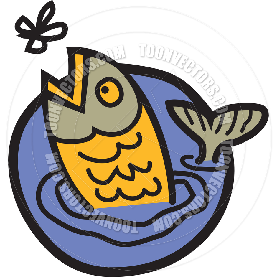940x940 Cartoon Trout And Fly Vector Illustration By Clip Art Guy Toon