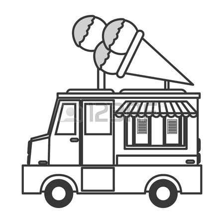450x450 Ice Cream Truck Clipart Black And White