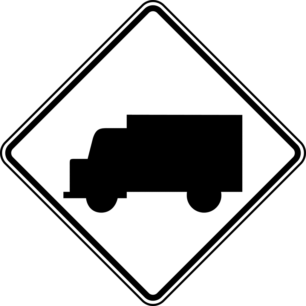 1024x1024 Truck Crossing, Black And White Clipart Etc