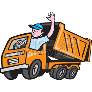 300x300 Royalty Free Dump Truck Driver Wave Iso 394575 Vector Clip Art