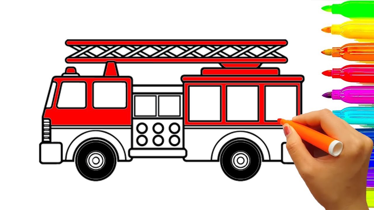 1280x720 Learn Colors With Fire Truck Coloring Pages, Car And Vehicles