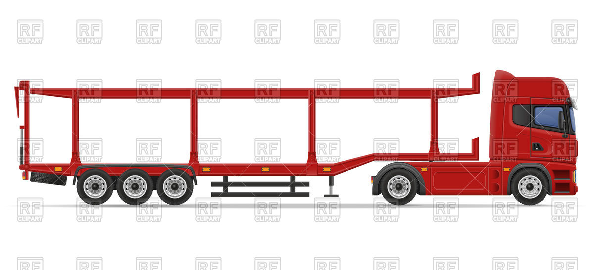 1200x546 Truck Semi Trailer For Cars Transportation Royalty Free Vector