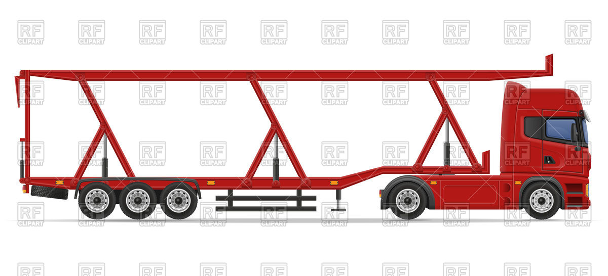 1200x546 Truck Semi Trailer For Transportation Of Cars Royalty Free Vector