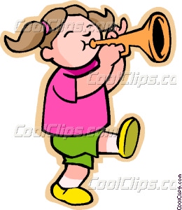 260x300 Little Girl With Trumpet Vector Clip Art